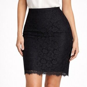 Diane Von Furstenberg Scotia Lace Pencil Skirt Womens 10 Black Silk Blend Career